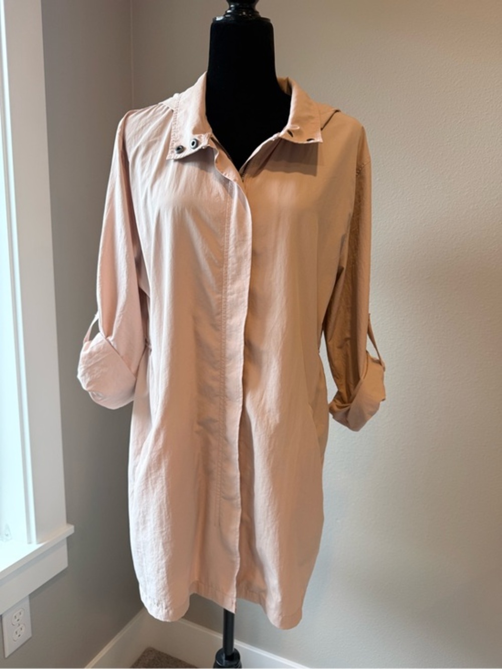Caslon Blush Pink lightweight Hooded Utility Jacket Size Small